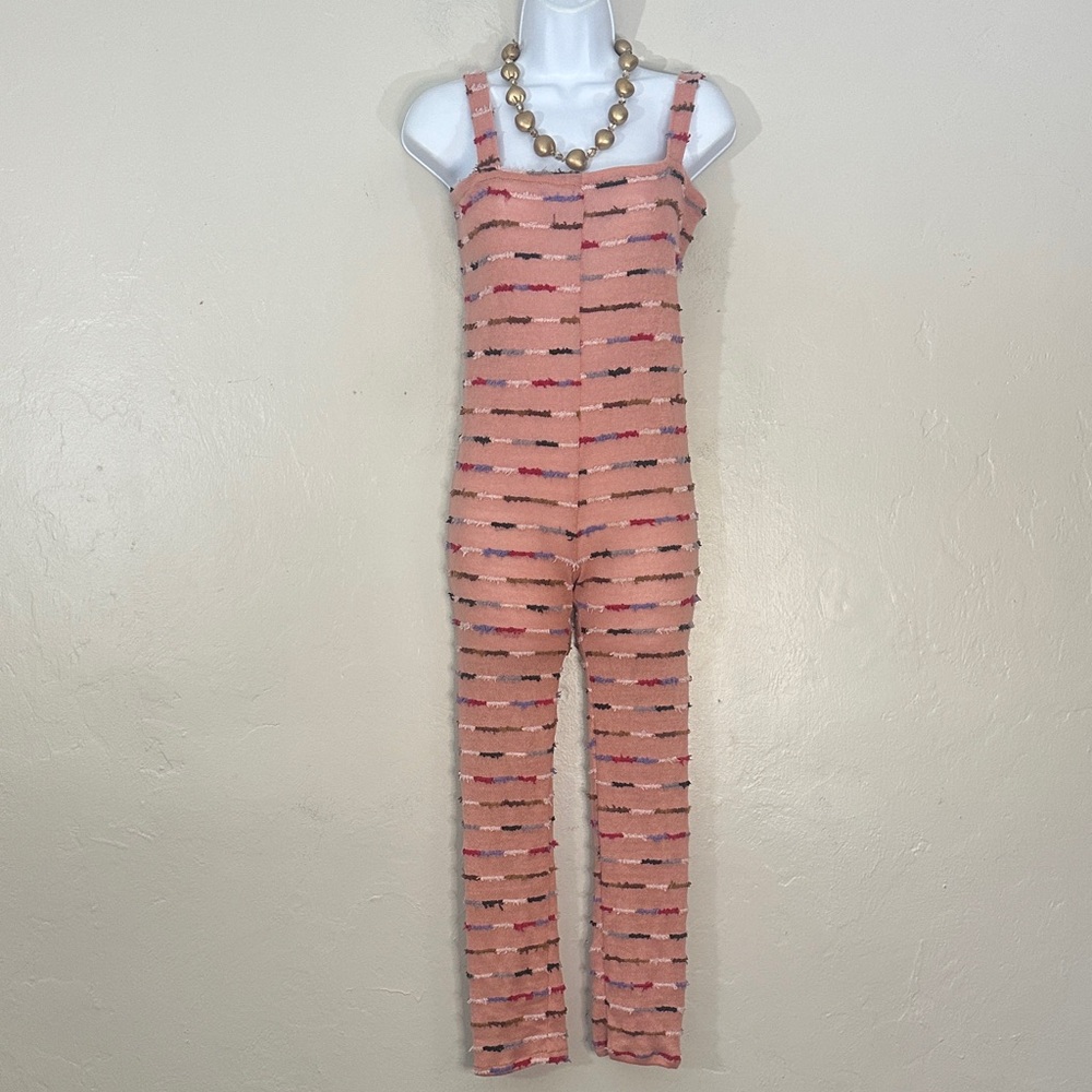 Ballewear Chic Striped Jumpsuit in Pink Tones XS